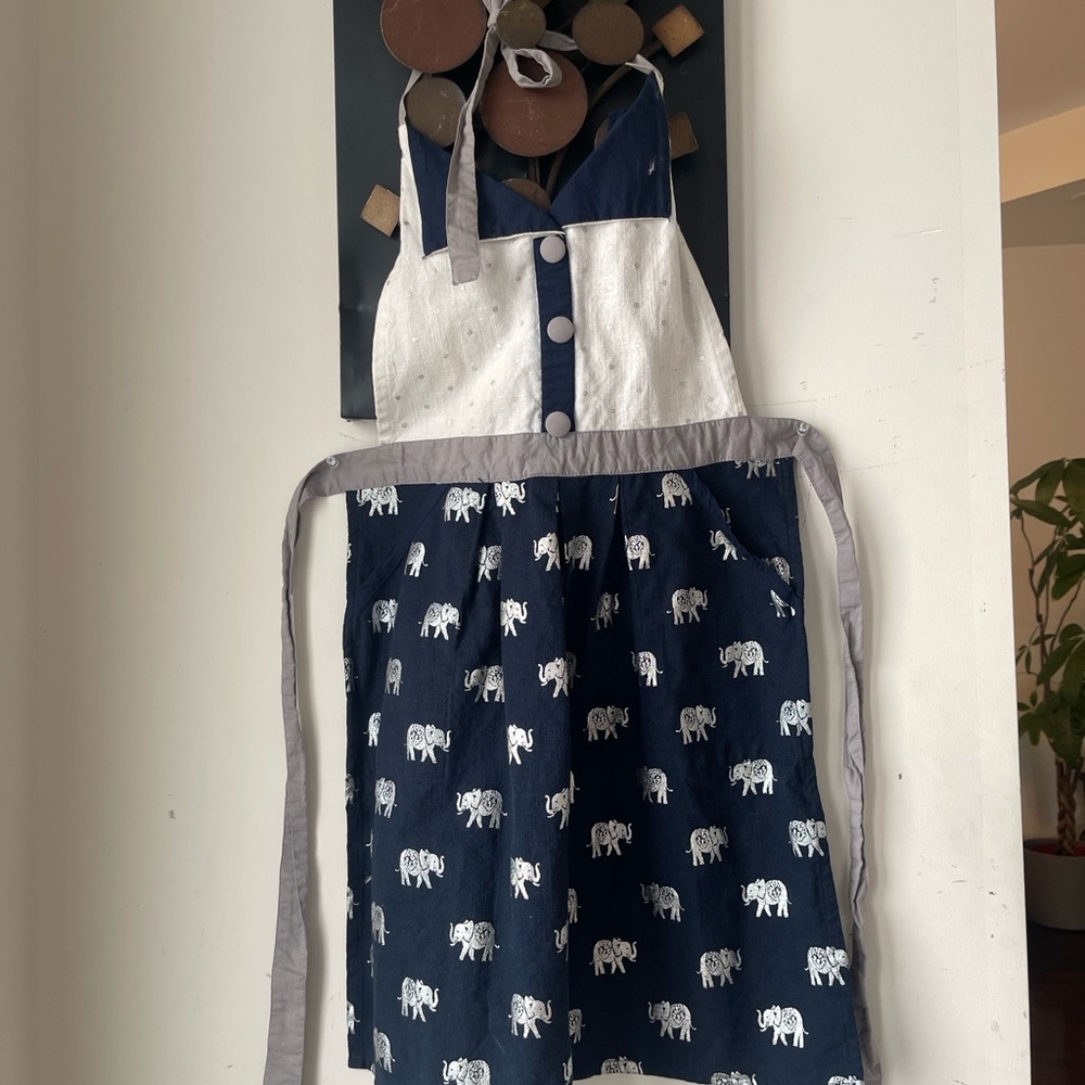 Cynthia Rowley Navy and White Elephant Apron